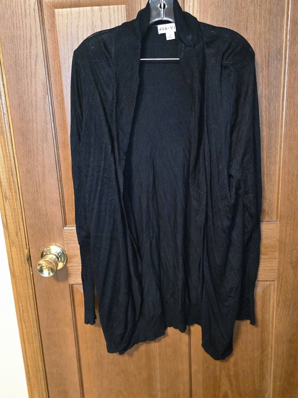 Ava & Viv Women's Black Open Front Long Cardigan Sweater Size 1X